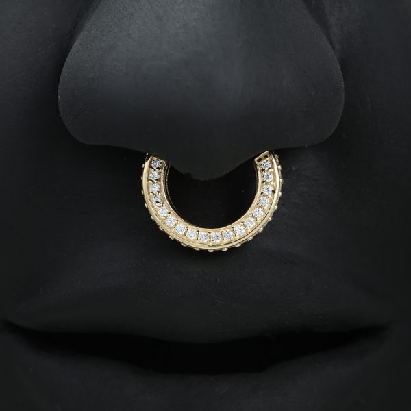 Yellow Gold Gemmed Halo Clicker - Image 5